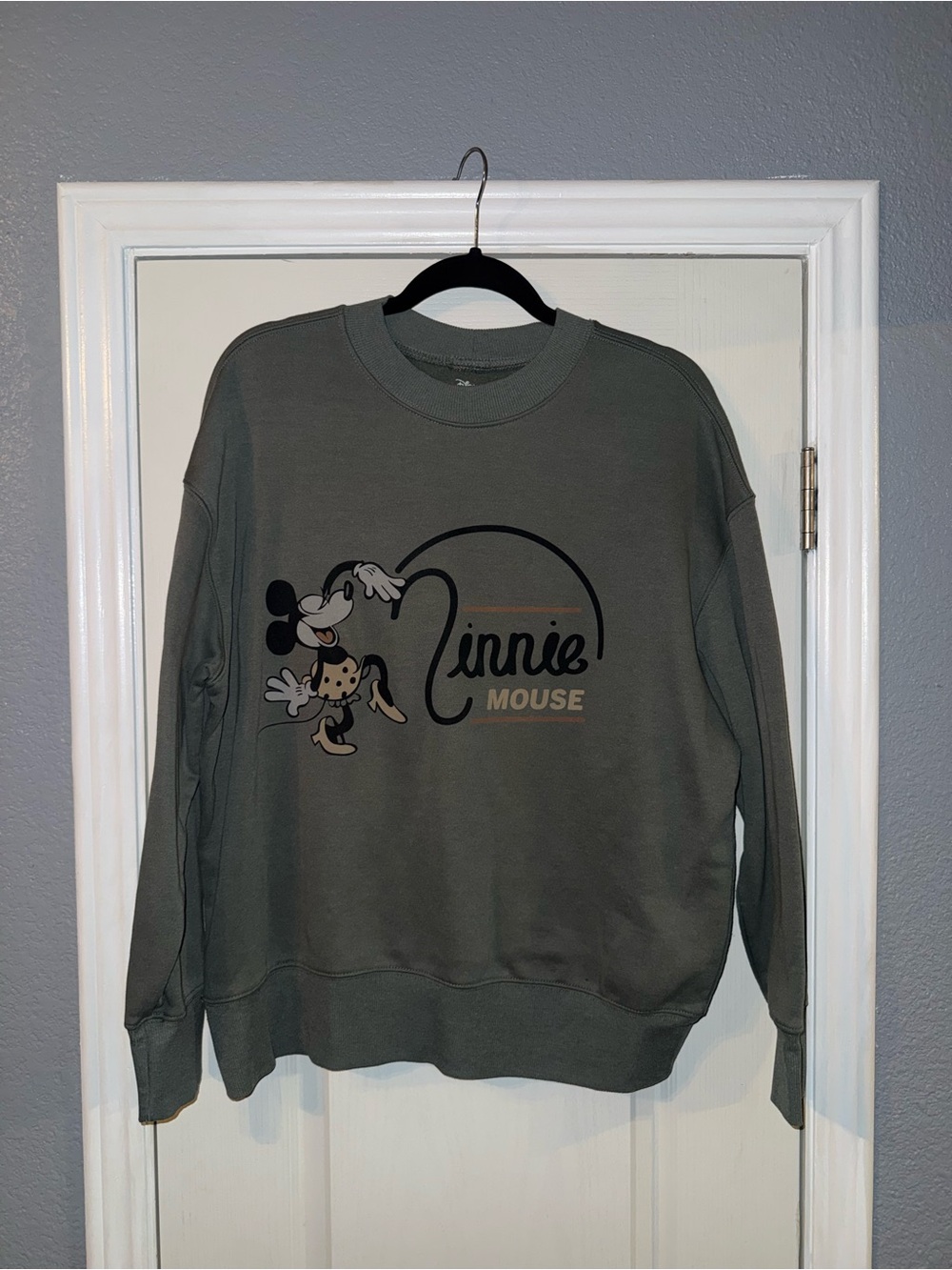 Disney Minnie Mouse Olive Green Crewneck Sweater
